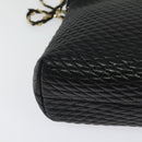 BALLY Quilted Chain Shoulder Bag Leather Black Gold Auth th6071-16