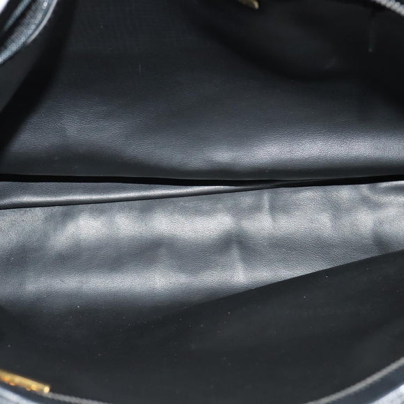 BALLY Quilted Chain Shoulder Bag Leather Black Gold Auth th6071