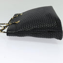 BALLY Quilted Chain Shoulder Bag Leather Black Gold Auth th6071-3