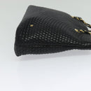 BALLY Quilted Chain Shoulder Bag Leather Black Gold Auth th6071-4