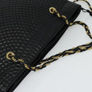 BALLY Quilted Chain Shoulder Bag Leather Black Gold Auth th6071-6