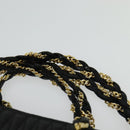 BALLY Quilted Chain Shoulder Bag Leather Black Gold Auth th6071-8