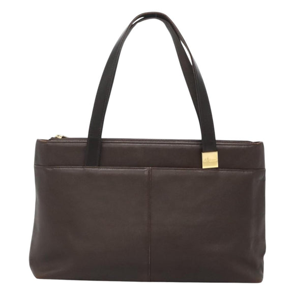 BURBERRY Tote Bag Leather Brown Gold Auth th6073