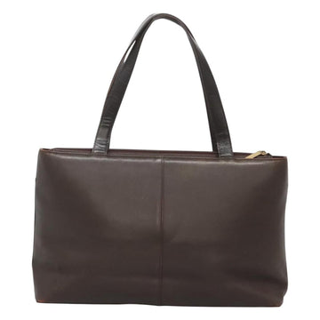 BURBERRY Tote Bag Leather Brown Gold Auth th6073 - 0