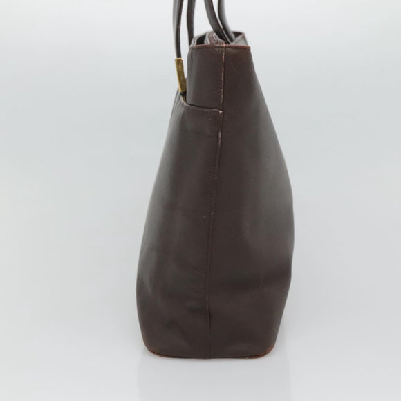 BURBERRY Tote Bag Leather Brown Gold Auth th6073