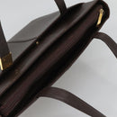 BURBERRY Tote Bag Leather Brown Gold Auth th6073-6