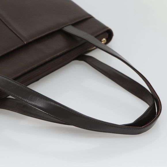 BURBERRY Tote Bag Leather Brown Gold Auth th6073