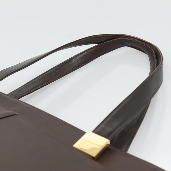 BURBERRY Tote Bag Leather Brown Gold Auth th6073