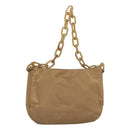 PRADA Chain Shoulder Bag Nylon Beige Auth th6074-1