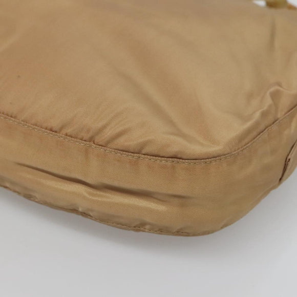 PRADA Chain Shoulder Bag Nylon Beige Auth th6074