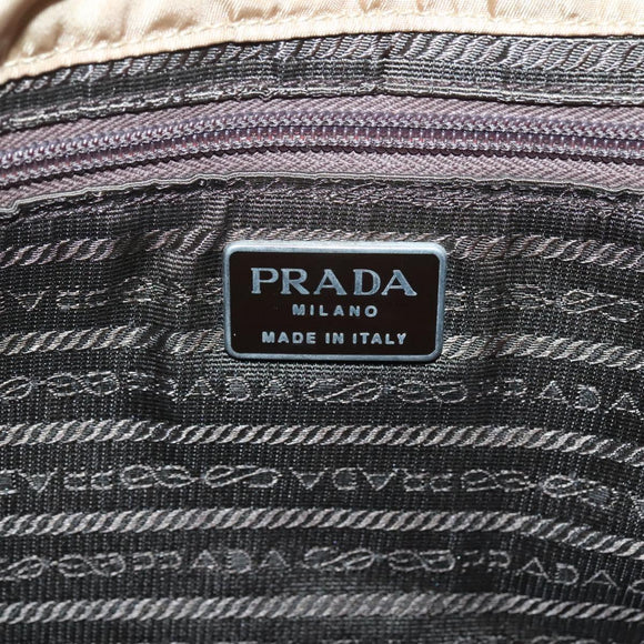 PRADA Chain Shoulder Bag Nylon Beige Auth th6074