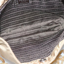 PRADA Chain Shoulder Bag Nylon Beige Auth th6074-11