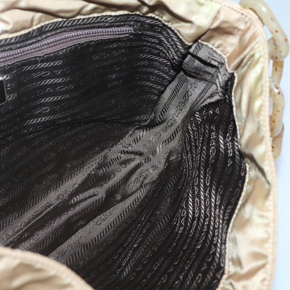 PRADA Chain Shoulder Bag Nylon Beige Auth th6074