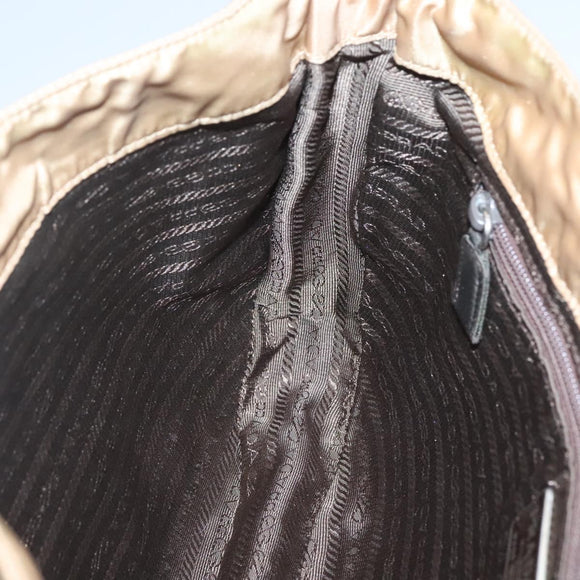 PRADA Chain Shoulder Bag Nylon Beige Auth th6074