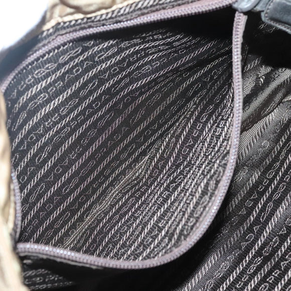 PRADA Chain Shoulder Bag Nylon Beige Auth th6074