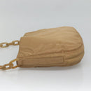 PRADA Chain Shoulder Bag Nylon Beige Auth th6074-3