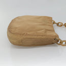 PRADA Chain Shoulder Bag Nylon Beige Auth th6074-4