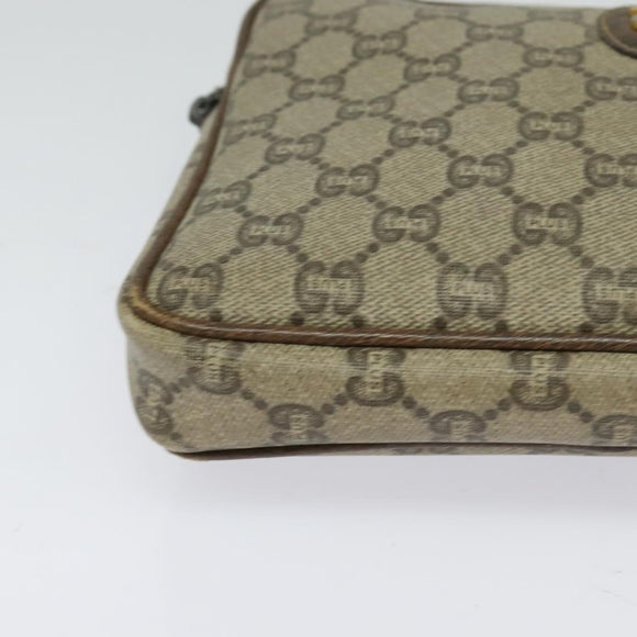 GUCCI GG Plus Supreme Clutch Bag PVC Beige Gold Auth th6080