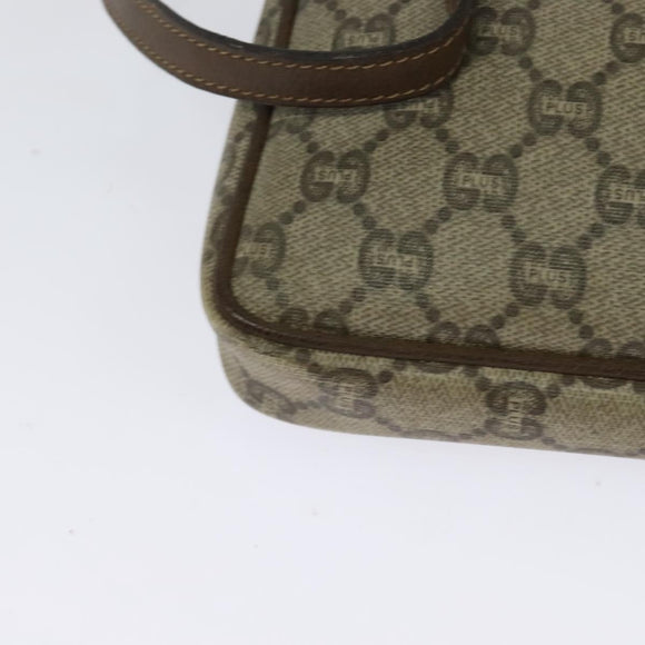 GUCCI GG Plus Supreme Clutch Bag PVC Beige Gold Auth th6080