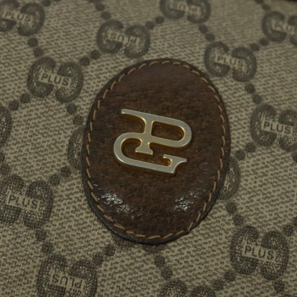 GUCCI GG Plus Supreme Clutch Bag PVC Beige Gold Auth th6080
