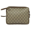 GUCCI GG Plus Supreme Clutch Bag PVC Beige Gold Auth th6080-2
