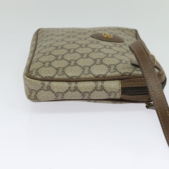 GUCCI GG Plus Supreme Clutch Bag PVC Beige Gold Auth th6080