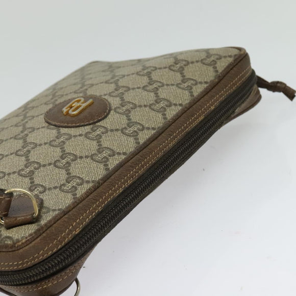 GUCCI GG Plus Supreme Clutch Bag PVC Beige Gold Auth th6080