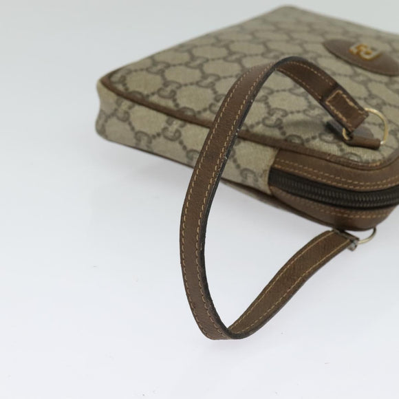 GUCCI GG Plus Supreme Clutch Bag PVC Beige Gold Auth th6080