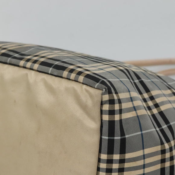 BURBERRY Nova Check Blue Label Tote Bag Nylon Blue Silver Auth th6084