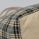 BURBERRY Nova Check Blue Label Tote Bag Nylon Blue Silver Auth th6084-14