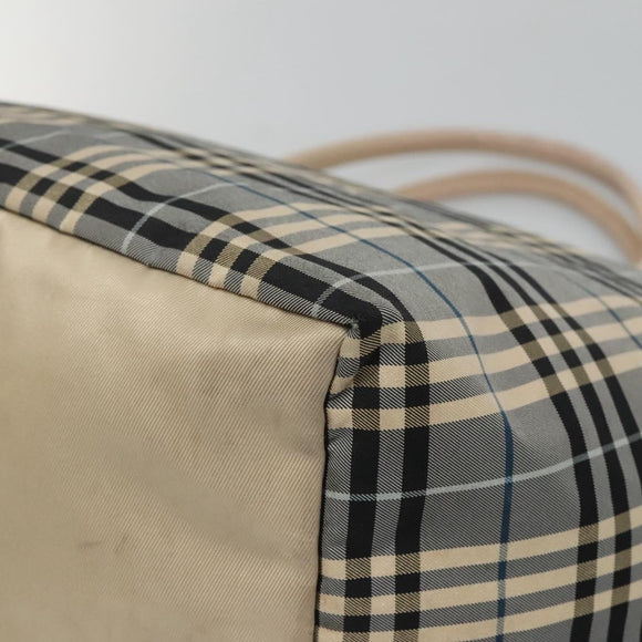 BURBERRY Nova Check Blue Label Tote Bag Nylon Blue Silver Auth th6084