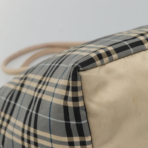 BURBERRY Nova Check Blue Label Tote Bag Nylon Blue Silver Auth th6084