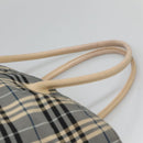 BURBERRY Nova Check Blue Label Tote Bag Nylon Blue Silver Auth th6084-8