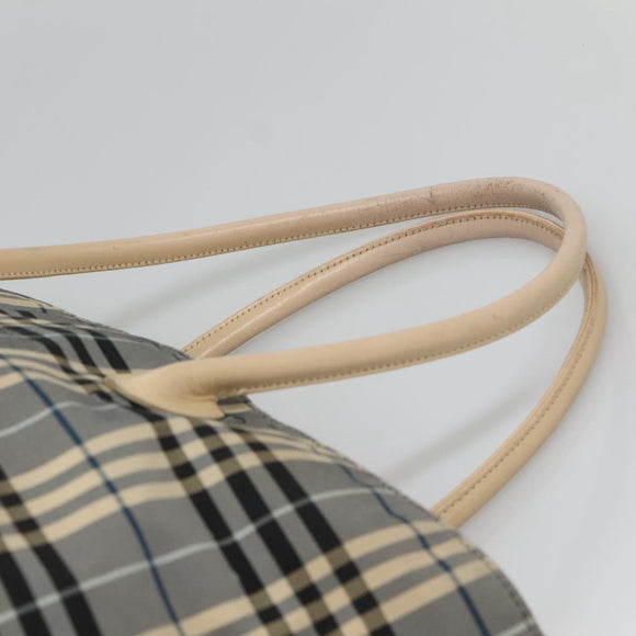 BURBERRY Nova Check Blue Label Tote Bag Nylon Blue Silver Auth th6084