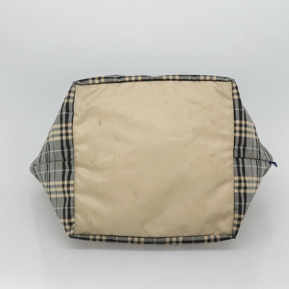 BURBERRY Nova Check Blue Label Tote Bag Nylon Blue Silver Auth th6084