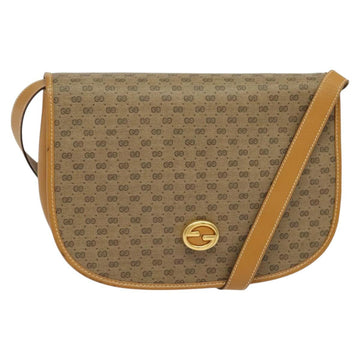 GUCCI Micro GG Supreme Shoulder Bag PVC Beige Gold Auth th6085