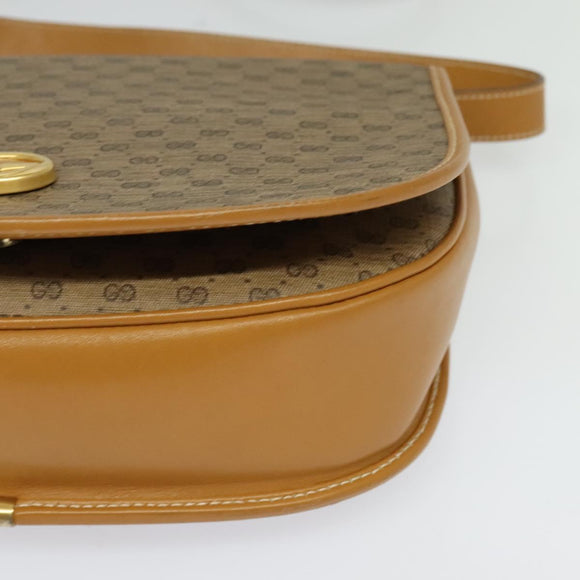 GUCCI Micro GG Supreme Shoulder Bag PVC Beige Gold Auth th6085