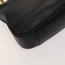 GUCCI Bamboo Hand Bag Leather 2way Black Gold 001 1577 Auth th6086-14