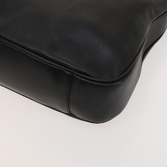 GUCCI Bamboo Hand Bag Leather 2way Black Gold 001 1577 Auth th6086