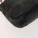 GUCCI Bamboo Hand Bag Leather 2way Black Gold 001 1577 Auth th6086-16