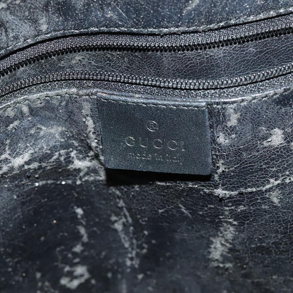 GUCCI Bamboo Hand Bag Leather 2way Black Gold 001 1577 Auth th6086