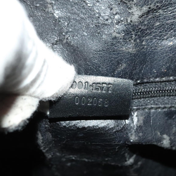 GUCCI Bamboo Hand Bag Leather 2way Black Gold 001 1577 Auth th6086