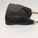 GUCCI Bamboo Hand Bag Leather 2way Black Gold 001 1577 Auth th6086-3