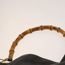 GUCCI Bamboo Hand Bag Leather 2way Black Gold 001 1577 Auth th6086-8