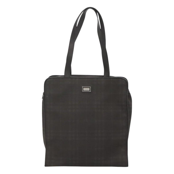 BURBERRY Nova Check Tote Bag PVC Black Auth th6087