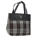 BURBERRY Nova Check Hand Bag Nylon Black Silver Auth th6090-1
