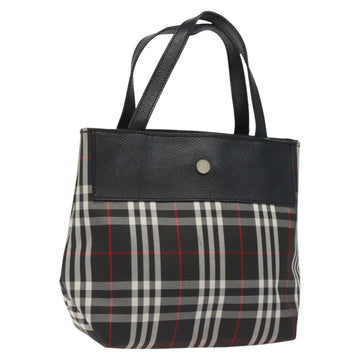BURBERRY Nova Check Hand Bag Nylon Black Silver Auth th6090