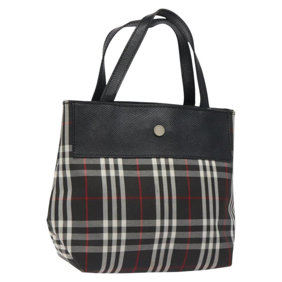 BURBERRY Nova Check Hand Bag Nylon Black Silver Auth th6090