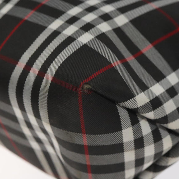 BURBERRY Nova Check Hand Bag Nylon Black Silver Auth th6090