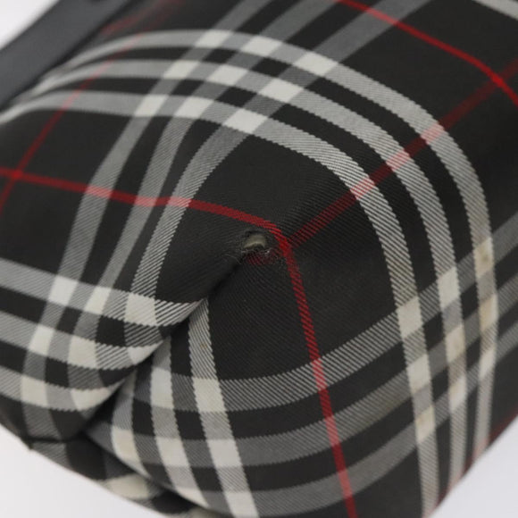 BURBERRY Nova Check Hand Bag Nylon Black Silver Auth th6090